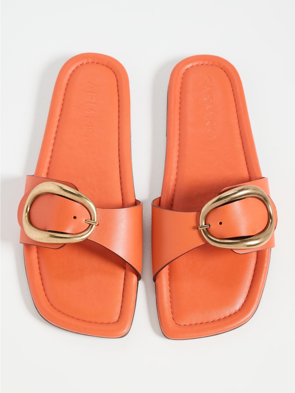 Farm Rio Citrus Orange Slide Sandals with Gold Buckle NIB Sz 5 Shopbop